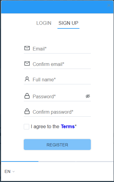 Sign-up Window Pop-up image